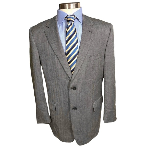 Joesph & Feiss 100% Lambswool Mens Grey & Black Stripe Sports Jackets Size 44L - Picture 2 of 16